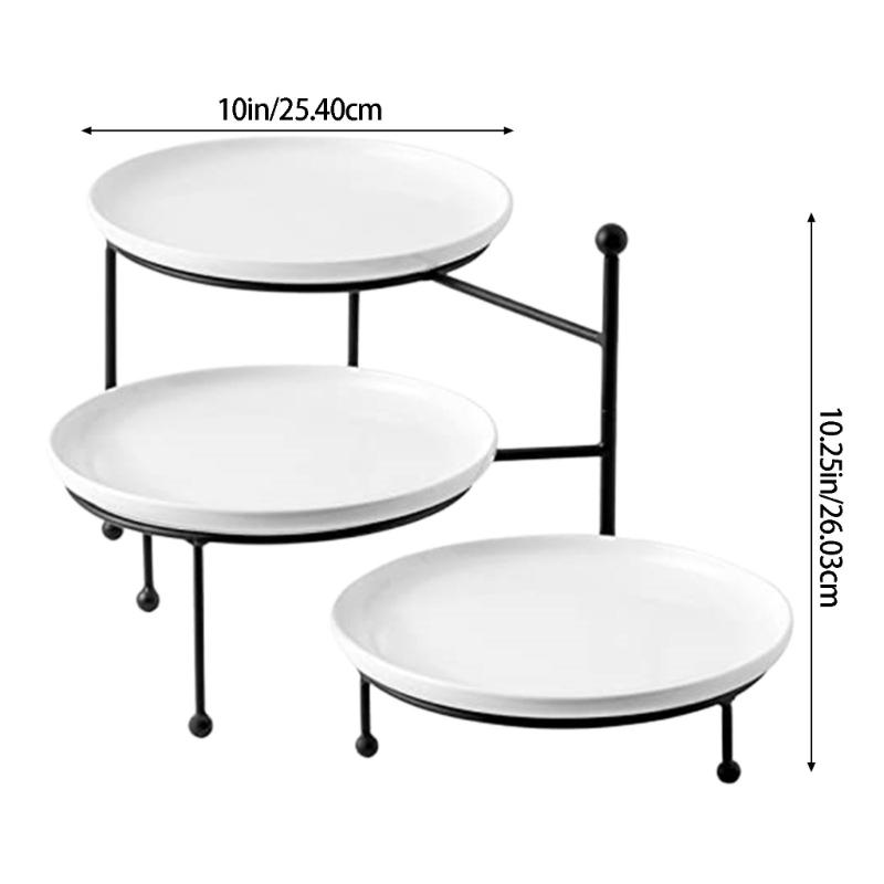 Robusto Supporto per Dolci in Metallo da 8 pollici Stile Nordico Torre Espositore a 3 Piani Vassoio da Portata Multi-Livello per Feste e Caffetterie