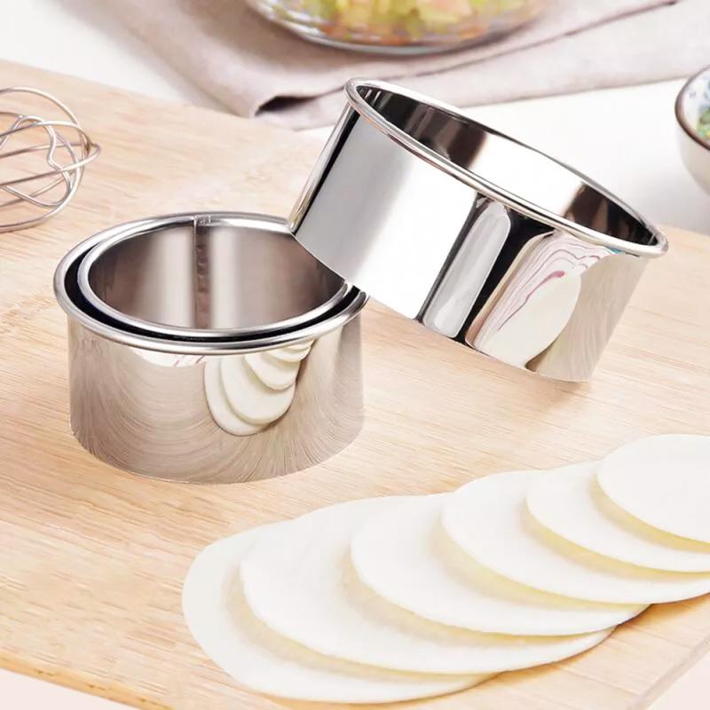 3Pcs Stainless Steel Dough Cutter Dumplings Molds Round Cookie Biscuit Cutters Circle Pastry Cutters Baking Circle Ring Molds