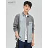 Menseye Men's Long-Sleeved Shirt, Original Design with Contrasting Colors, Japanese Style, Loose and Versatile