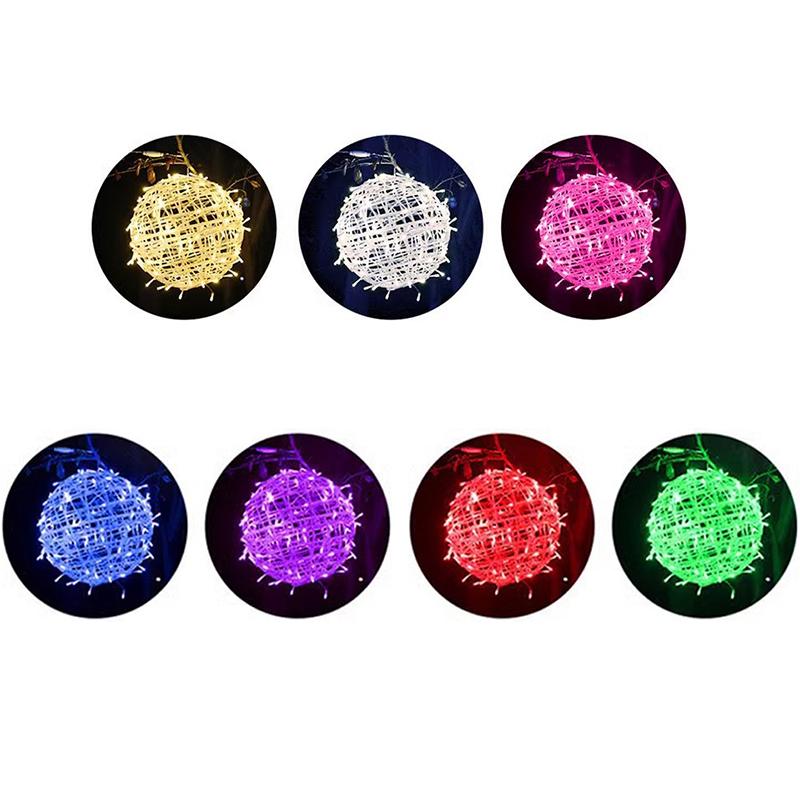 Year 20Cm Hanging Light Led Light Multiple Colors Rattan Ball Fairy Light String Waterproof Garden Holiday Gift