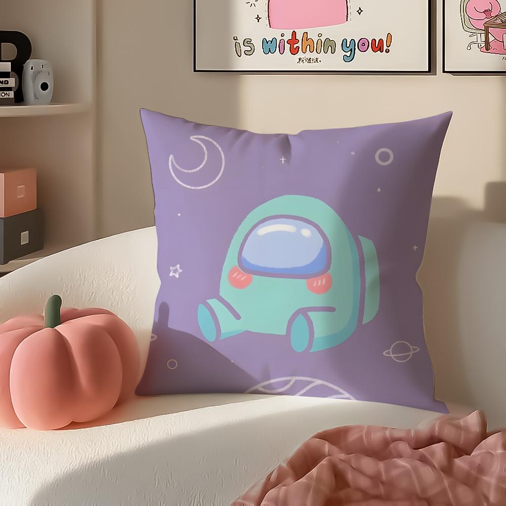 Fun Deduction Party Board Game AAmong Us Cushion Cover Pillowcase Short Plush Invisible Zipper Room Sofa Cushion Cover