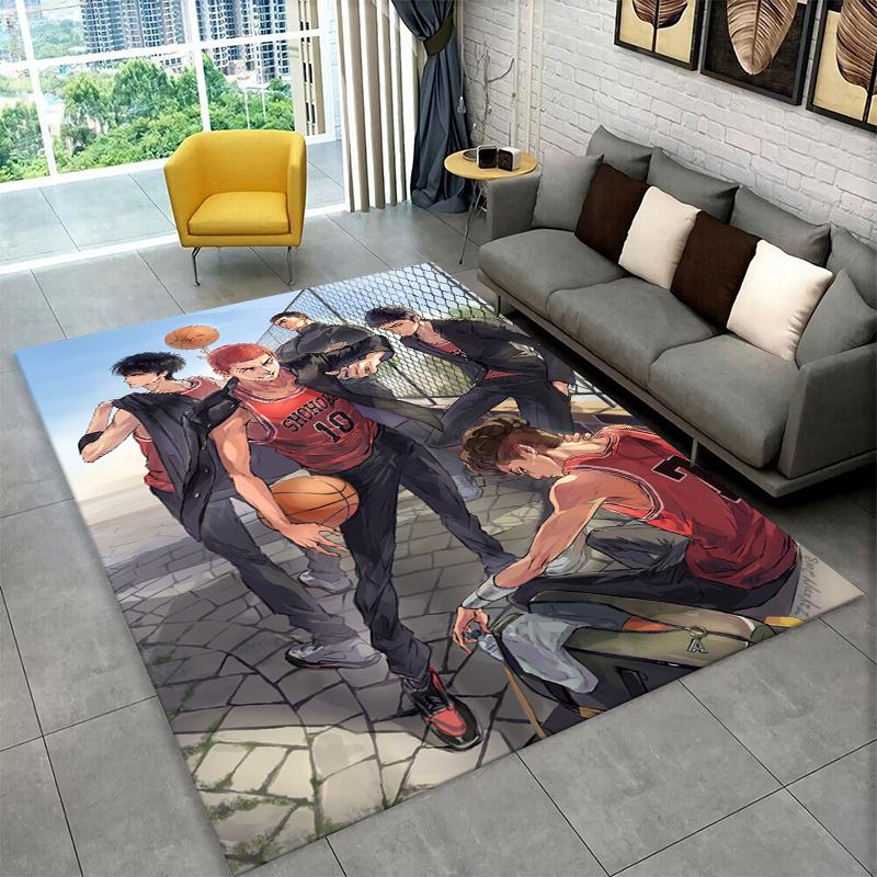 Retro Slam Dunk Basketball Anime Cartoon Carpet Rug for Bedroom Living Room Sofa Playroom Doormat Home Decor,Area Rug Non-slip