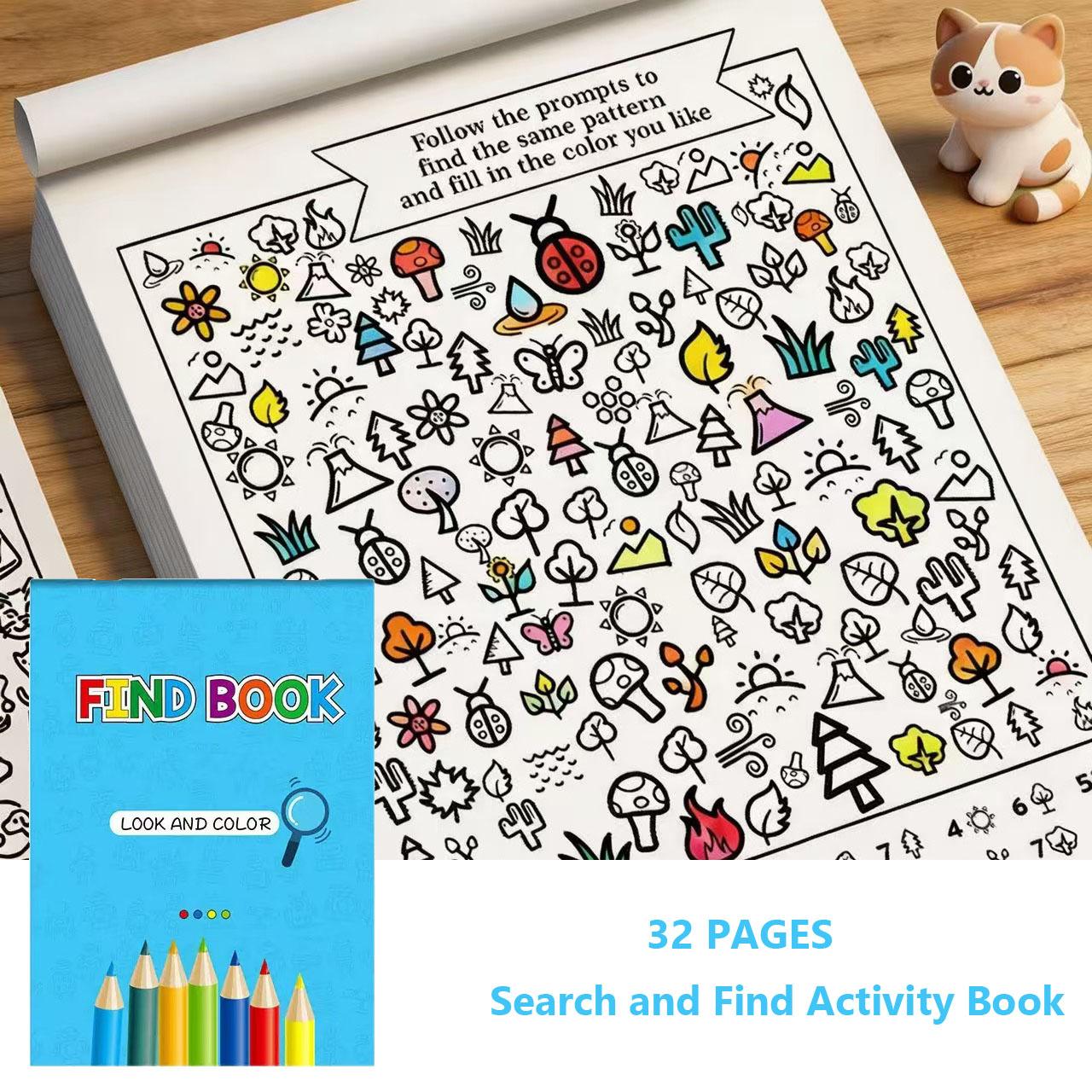 

32 Pages Search and Find Activity Book | Look and Color Find Book for Kids | Educational Puzzle Book 1 Book