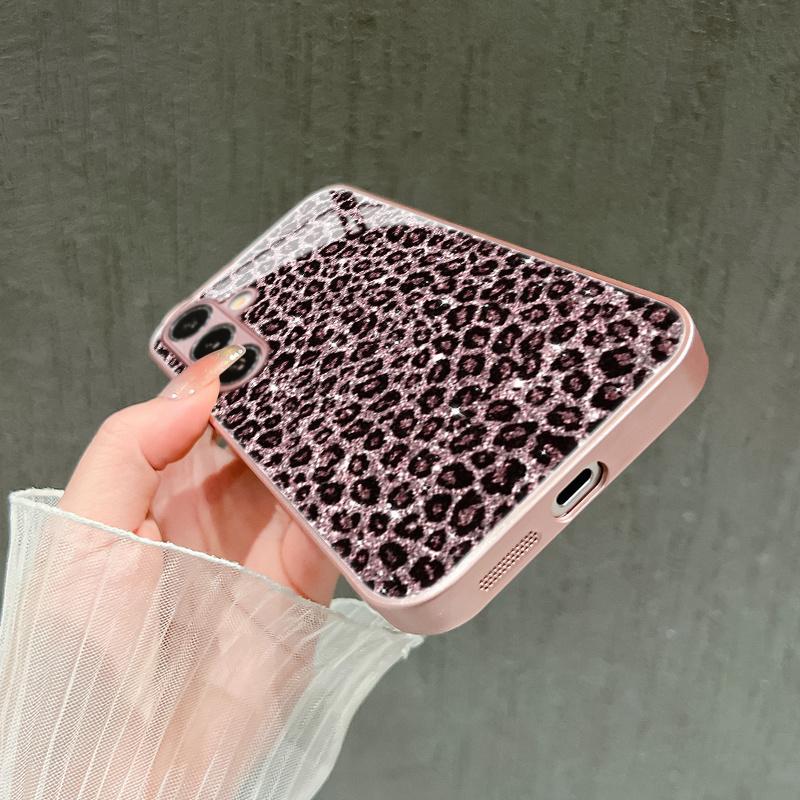 Sparkly Pink Leopard Print S26 Ultra Case Luxury Fashion Phone Cases for Samsung Galaxy S25 S24 S23 S22 S21 FE Ultra Plus