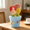 Kawaii Flower Ceramic Soup Spoon Cute Korean Ice Cream Hand Painted Coffee Dessert Long Handle Spoon Kitchen Accessories
