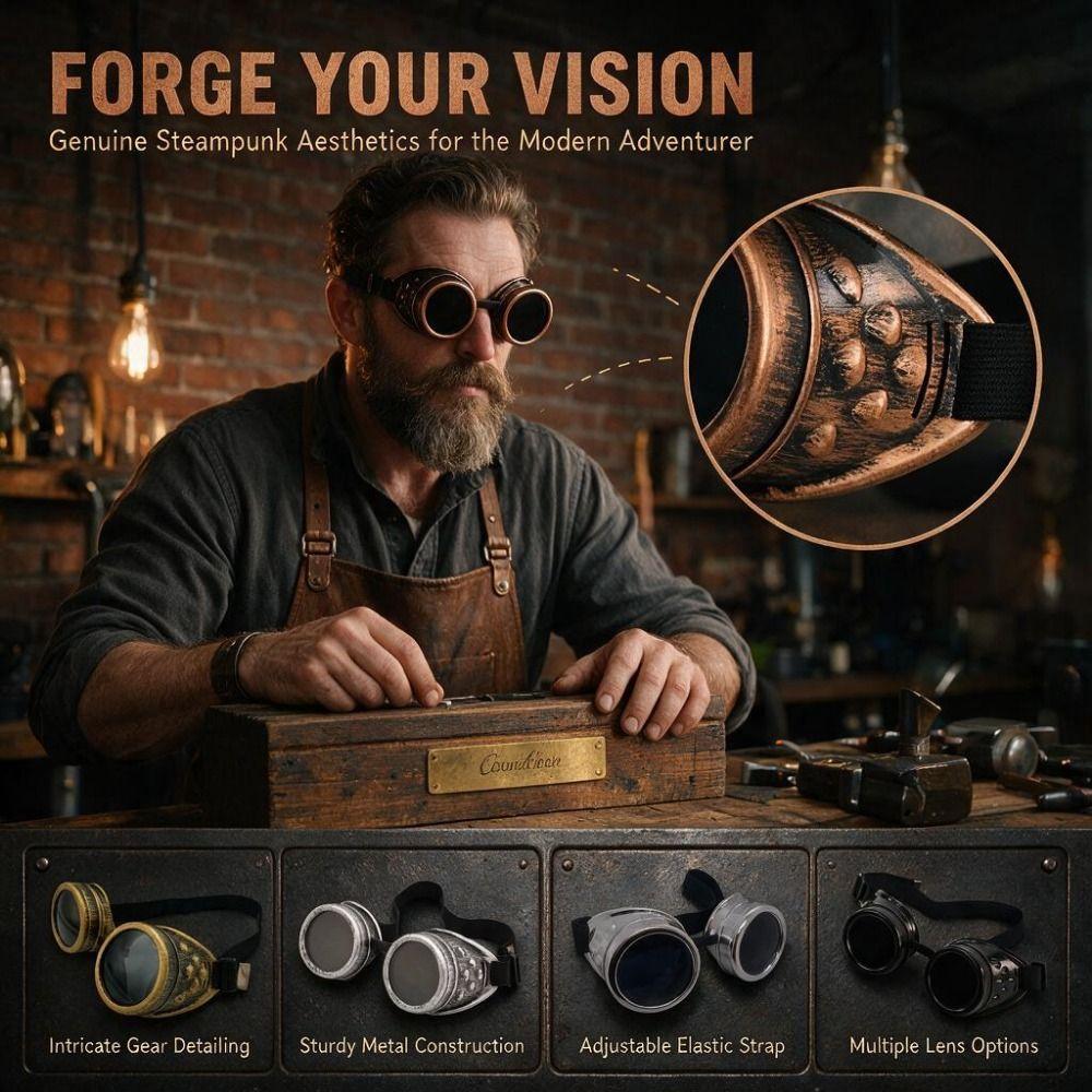Windproof Steampunk Goggles Metal Driver Goggles Vintage Fashion Steampunk Glasses Halloween