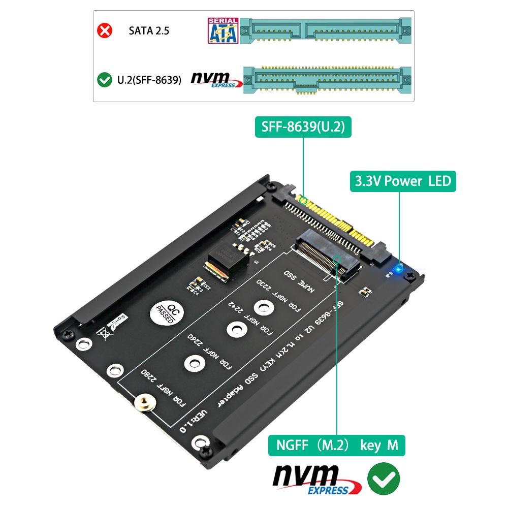 M.2/SATA or NVME SSD to SFF-8639 Adapter Card with Bracket