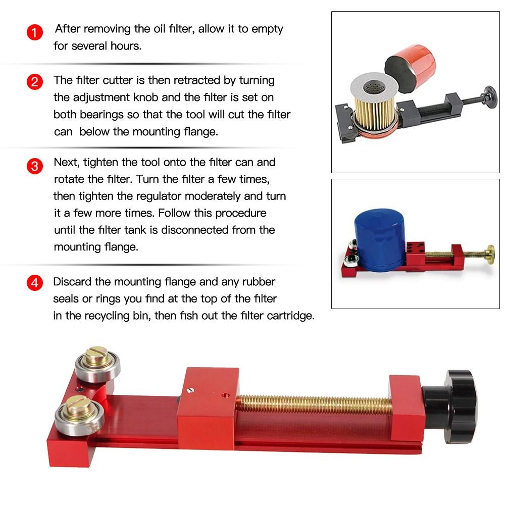 Instrument de tăiere pentru filtru de ulei de înaltă calitate 66490 Cutter universal pentru filtru de ulei pentru mașină Accesoriu pentru mașină din aluminiu Roșu Negru XLB-1064
