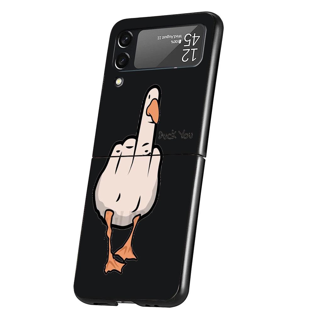 Cartoon Duck Goose Game Cover Phone Case For Samsung Galaxy Z Flip 7 6 5 4 3 5G Flip7 Flip6 Flip5 Flip4 Flip3 Black Fundas Shell