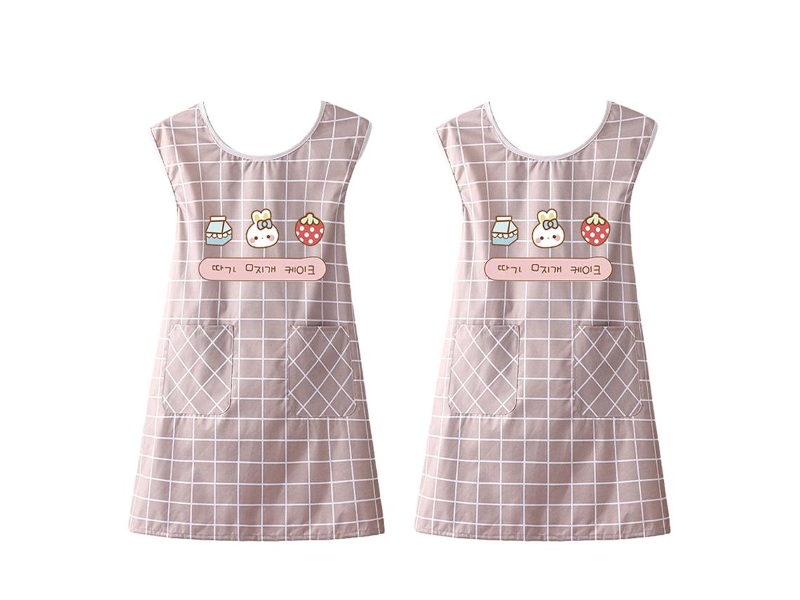 Kitchen apron, reusable, made of waterproof and oil-proof PVC, suitable for 2 kitchens pink
