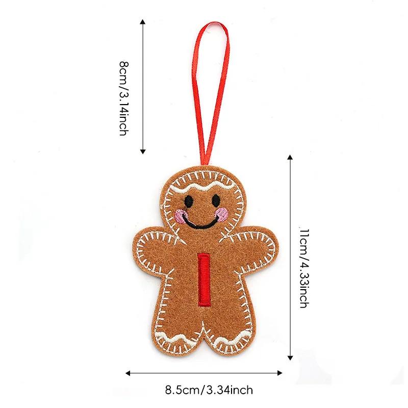 A-Z Gingerbread Man Doll Christmas Decoration Pendants Xmas Tree Hanging Ornament Christmas for Home New Year Kids Gift