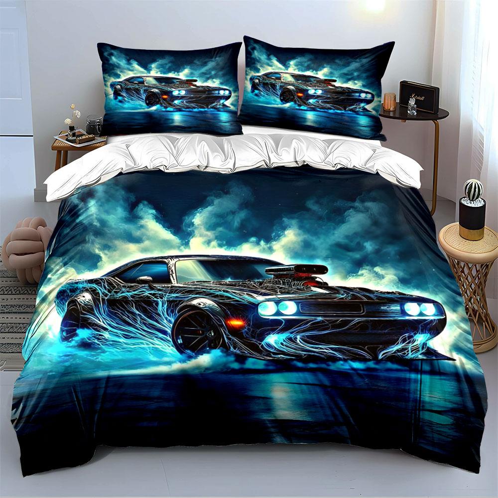 "Glowing Electric Muscle Car" Bedding Duvet Cover Set (1*Duvet Cover 2*Pillowcases, without duvet insert)