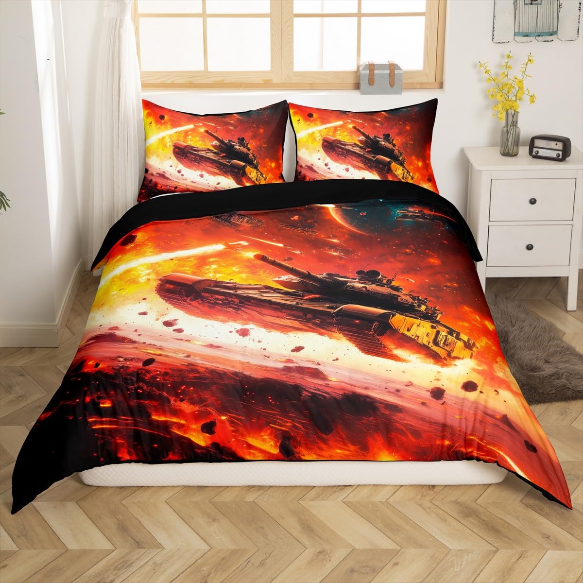 

Comforter War Theme Twin Size Army Aircraft Tanks Comforter Retro Green Camouflage Bedding Set Comforter (quilt)-EU Single(135*200cm)3pcs