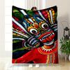 Colorful Mask with Large Eyes, Sharp Teeth, Snakes, and Vibrant Patterns. for All Seasons Blanket Lunch Break Throw Gift