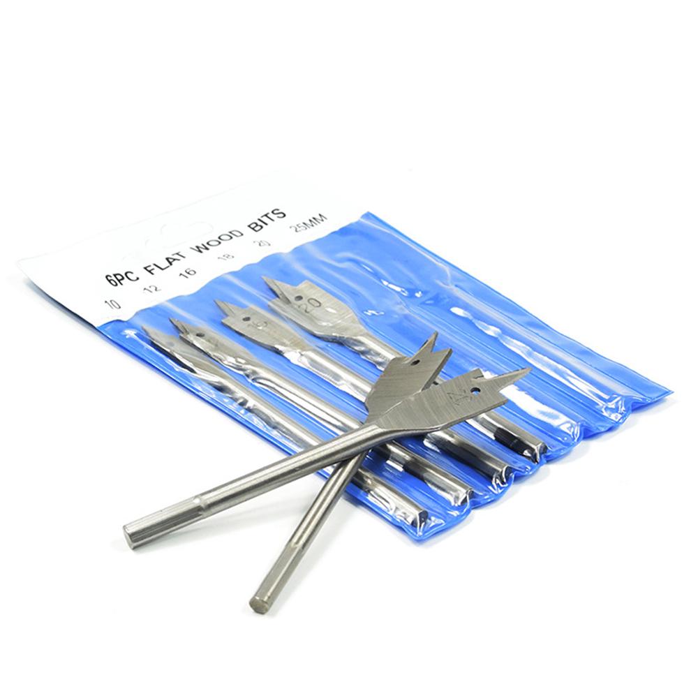6 bucăți seturi de burghie plate pentru lemn, 10 mm-25 mm, burghie din oțel pentru prelucrarea lemnului, burghie cu tijă hexagonală, gaură de găurit plat