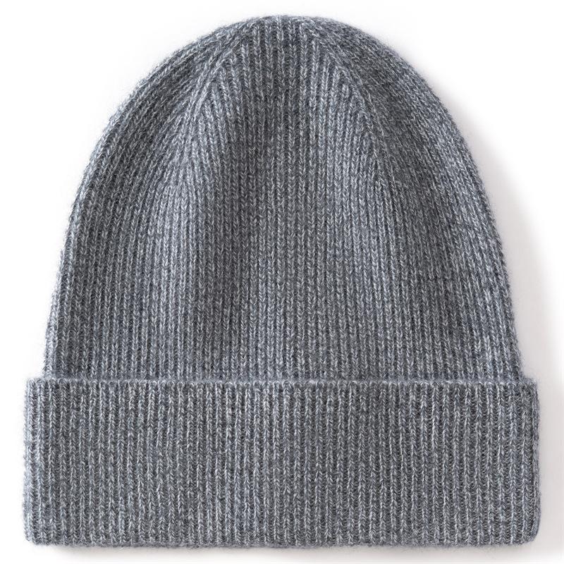 % Pure cashmere hat women's new skin feeling thickened new autumn and winter hat men's and women's warm knitted hat cold hat