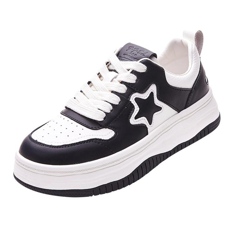 Star Leather Little White Shoes Spring and Summer Versatile Color Matching Casual Board Shoes Platform Dissolving Sports Shoes Women