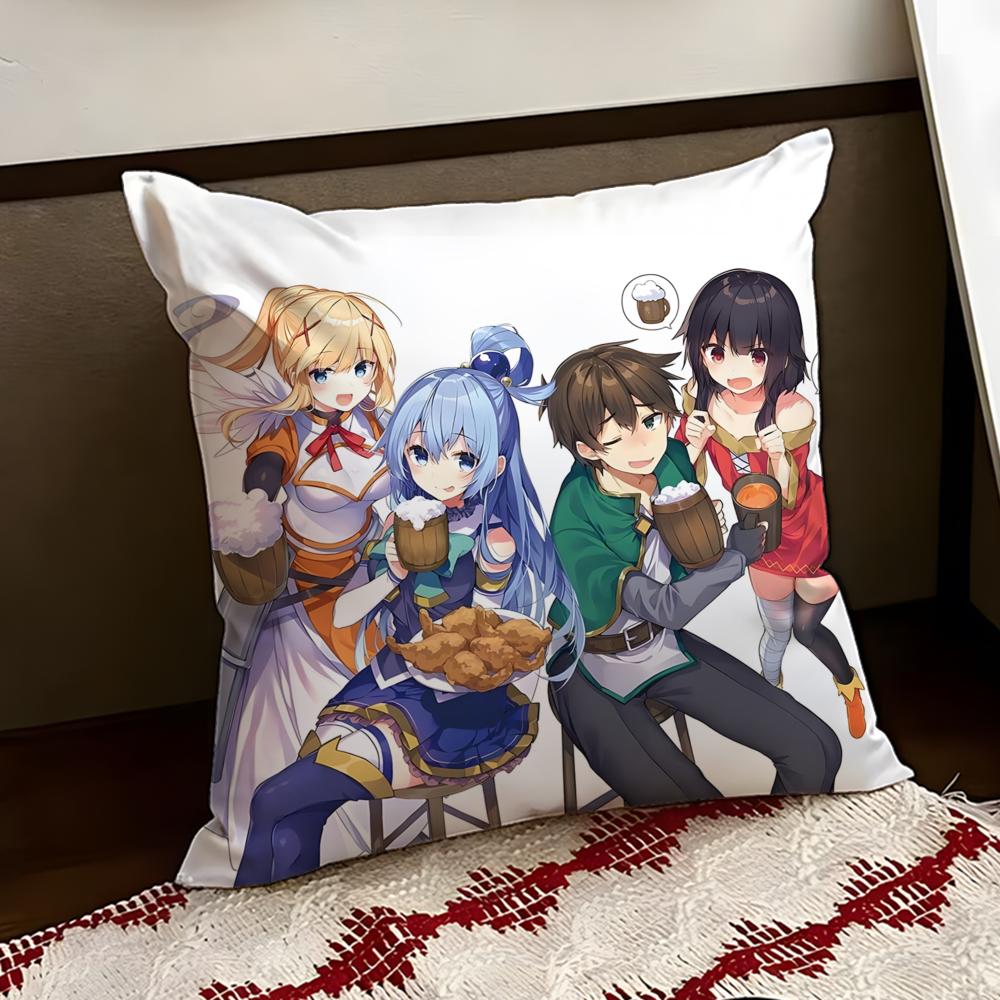 Anime IIsekai QQuartet Cushion Cover Reversible Soft Durable Pillow Cover Home  Car MultiScene Use for Daily Comfort