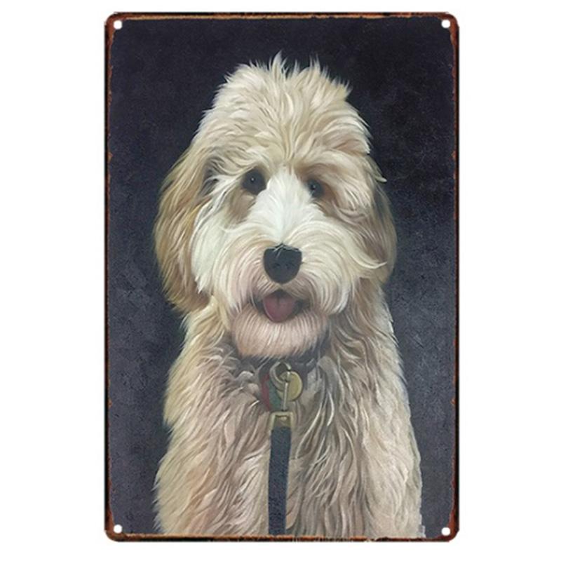 Dressed Dog Vintage Metal Tin Poster For Bedroom Wall Decoration Pet Dog Shabby Chic Tin Poster