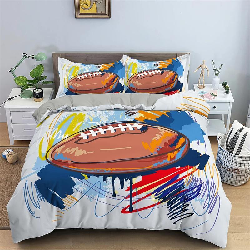 Basketball Duvet Cover Set Black 3D Ball Sports Theme Bedding Set Microfiber Basketball Court Competitive Games King Quilt Cover