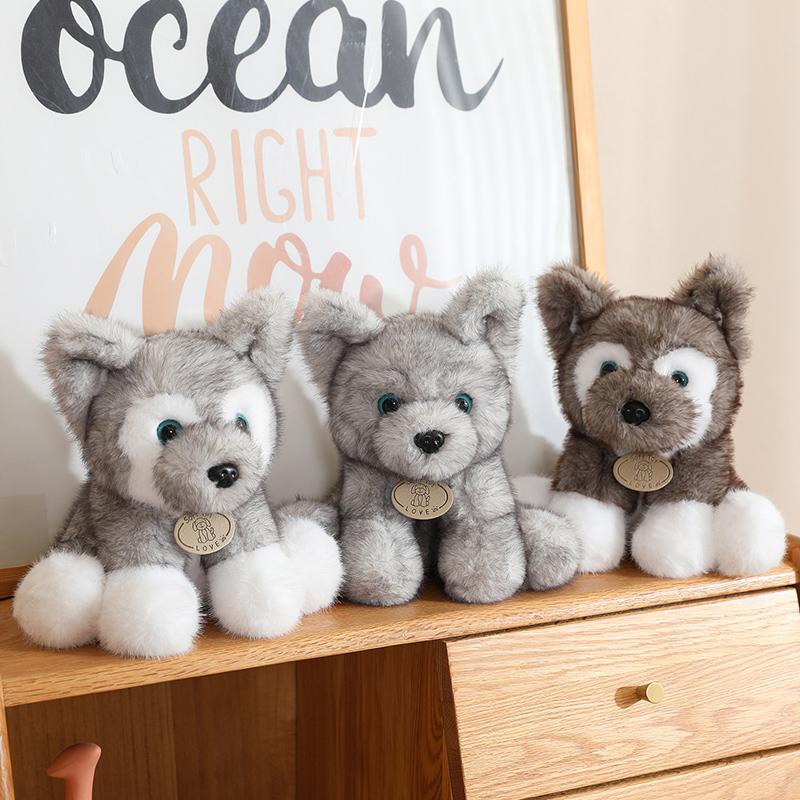 22CM Kawaii Çizgi Film Simülasyonu Anime Husky Peluş Küçük Süt Köpeği Hayvan Peluş Oyuncak Çocuklar İçin Alman Kurdu Köpek El Yapımı Bebek