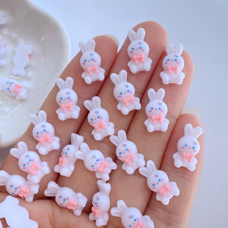 30Pcs New Cute Mini 8*14mm Cartoon Rabbit Series Flat Back Resin Scrapbooking DIY Jewelry Craft Decoration Accessories