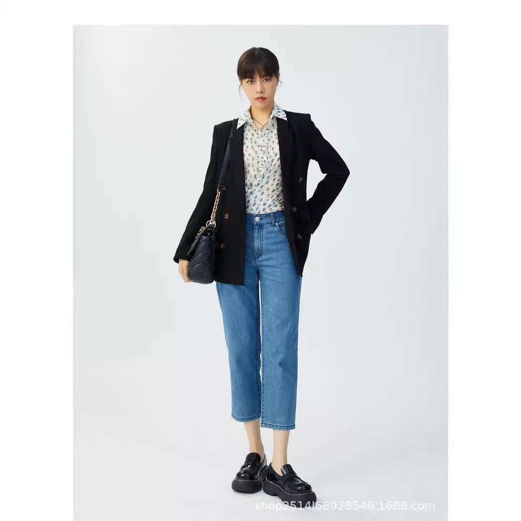 

Ge s 2024 Spring/Summer High-Waisted A-Line Slimming Cropped Jeans Size 4