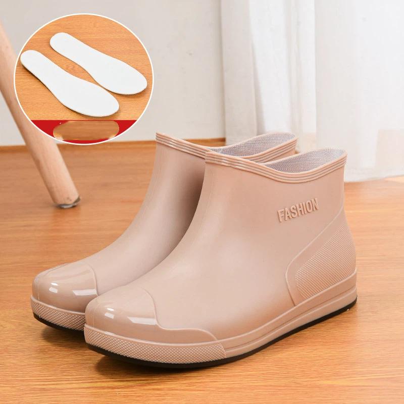 

Женские модные повседневные нескользящие водонепроницаемые резиновые ботинки с коротким голенищем для дождя 38 хаки