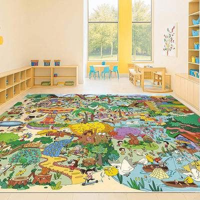 Large Cartoon Fun Quick-Dry Water-Absorbent Crystal Velvet Floor Mat for Living Room