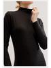 Women's Slim Fit Pure Cotton Mid-Neck Sweater - Solid Color, Autumn/Winter Warm Innerwear
