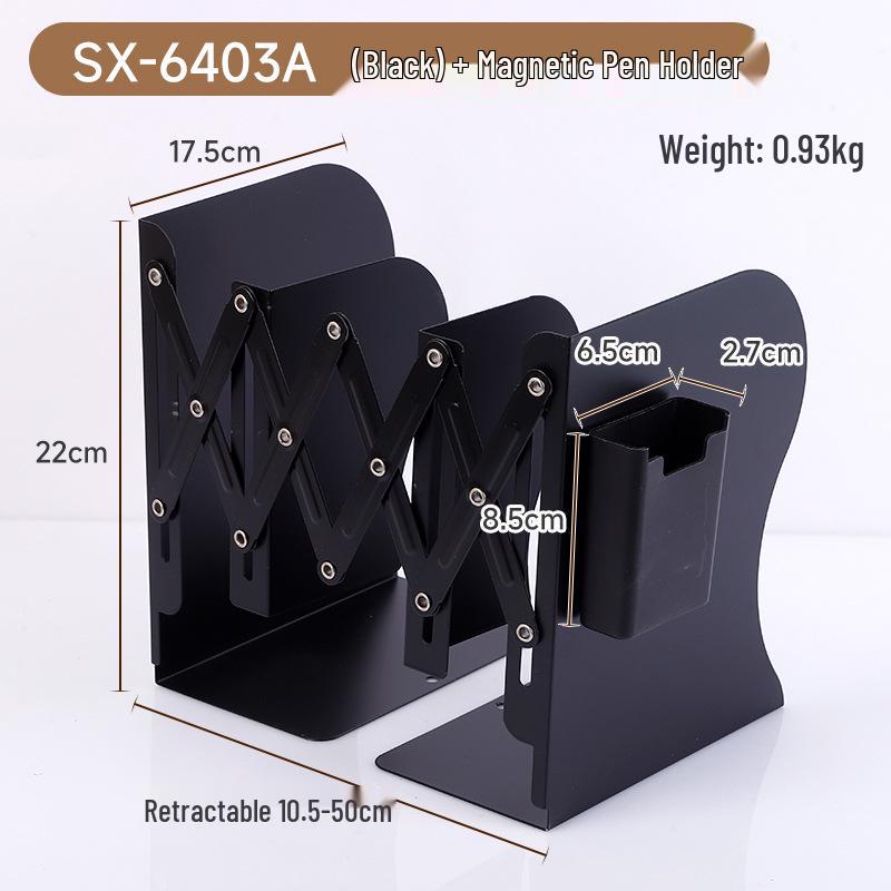Magnetic Retractable Book Stand with Pen Holder - Desktop Bookcase Divider and Folding Fixer.