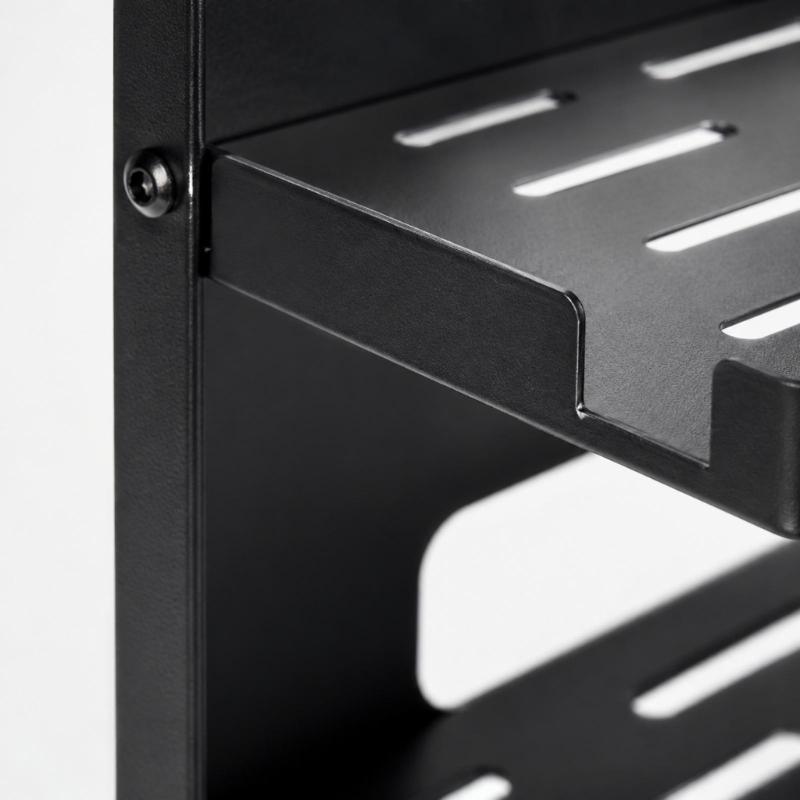 Folding Router Wall Shelf in Cold-Rolled Steel with Two Storage Levels and Cable Routing for Home Internet Devices