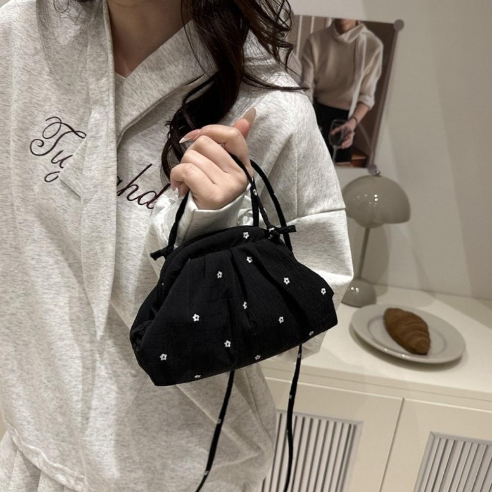 Flower Single Shoulder Bag Drawstring Crossbody Bag Sweet Makeup Bag  Ladies