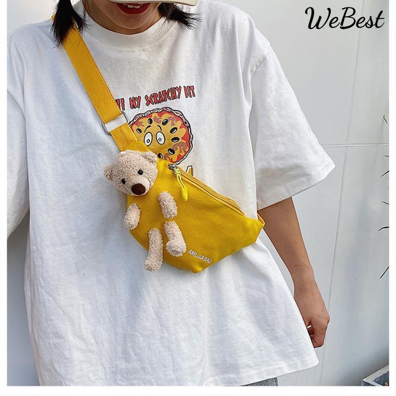 

20255 Printed Letter Cute Bear Crossbody Bag чорний