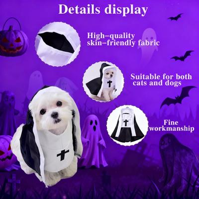 Funny Halloween Cat Cosplay Costumes Dress Up Party Jesus Nun Cats Clothing For Small And Medium Dogs Cats Puppy Pet Accessories