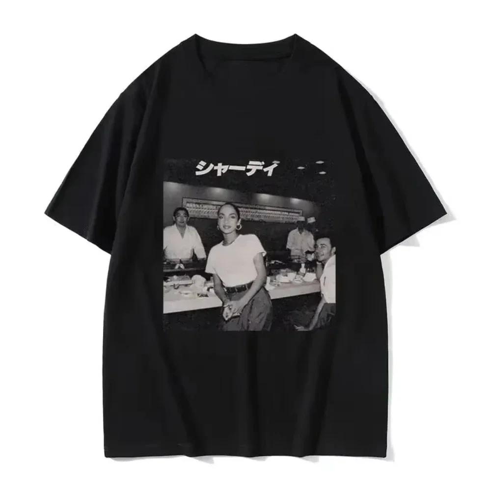 90er Jahre Sänger S-Sade Print Grafik T-Shirt Männer und Frauen Hip Hop Vintage Kurzarm T-Shirts Übergroßes T-Shirt Streetwear Grafik