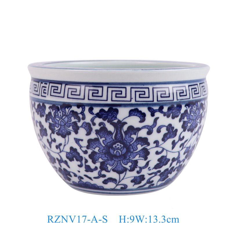 Blue and White Porcelain Turtle Tank: Fish and Lotus Pot for Desktop or Floor