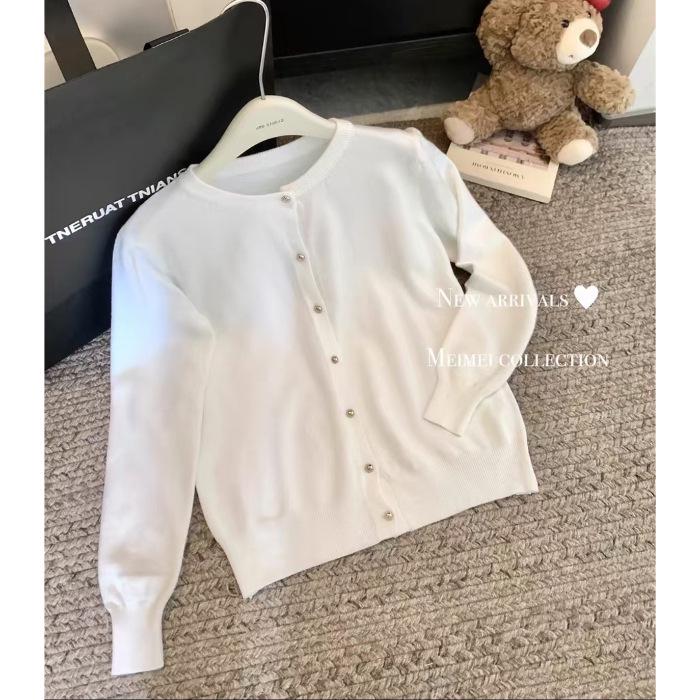 Versatile Round Neck Knit Cardigan Coat for Women - Early Autumn Loose & Slimming Design