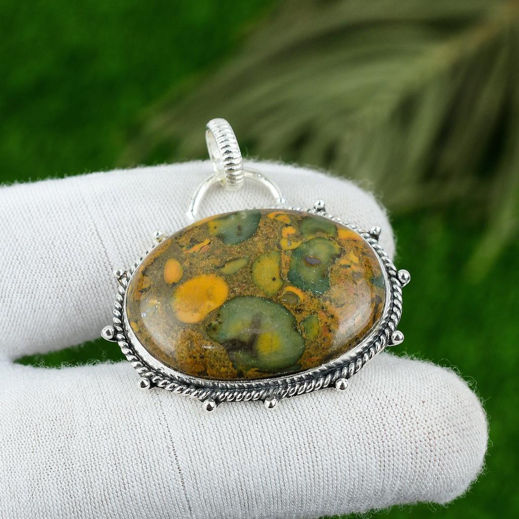 Natural Fruit Jasper Gemstone Pendant 925 Sterling Silver Jewelry For Girls