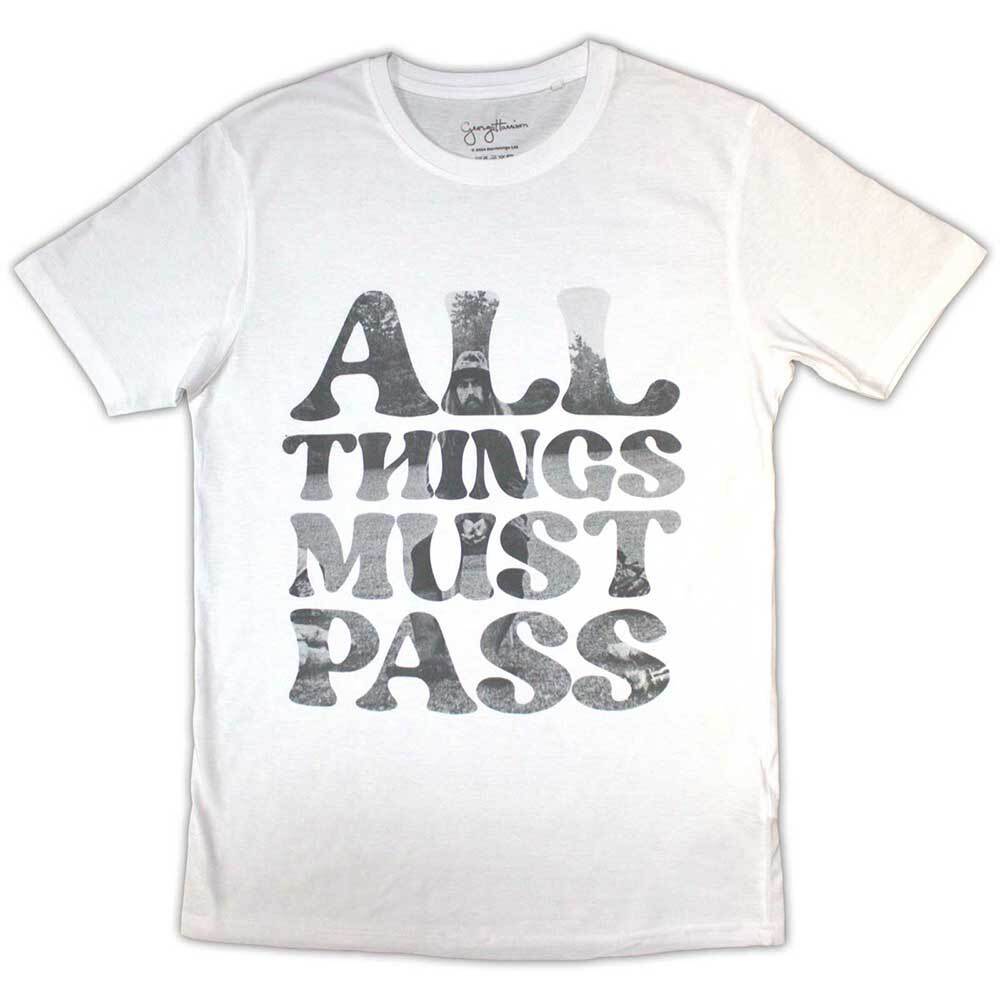 George Harrison All Things Must Pass Text Infill T-Shirt White New Unisex T-Shirt XXXL