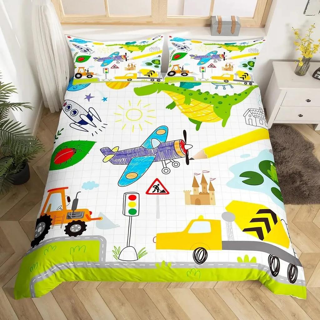 Rustic Suburb Soft Duvet Cover Countryside House Tre Hplus Grafiti Beding Set Nature Scenery Warm Comforter Cover Blue River Comfortable Quilt Cover