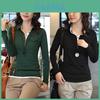 Design Feeling Color Block Mock Two Piece T Shirt For Women With Stretch Cotton For Office Wear