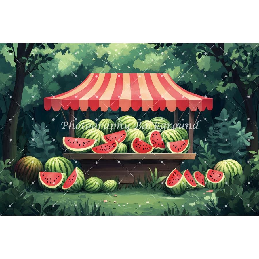 Fruit Cart Garden Photography Background Watermelon Strawberry For Summer Kids Portrait Baby Shower Party Backdrop Decoration