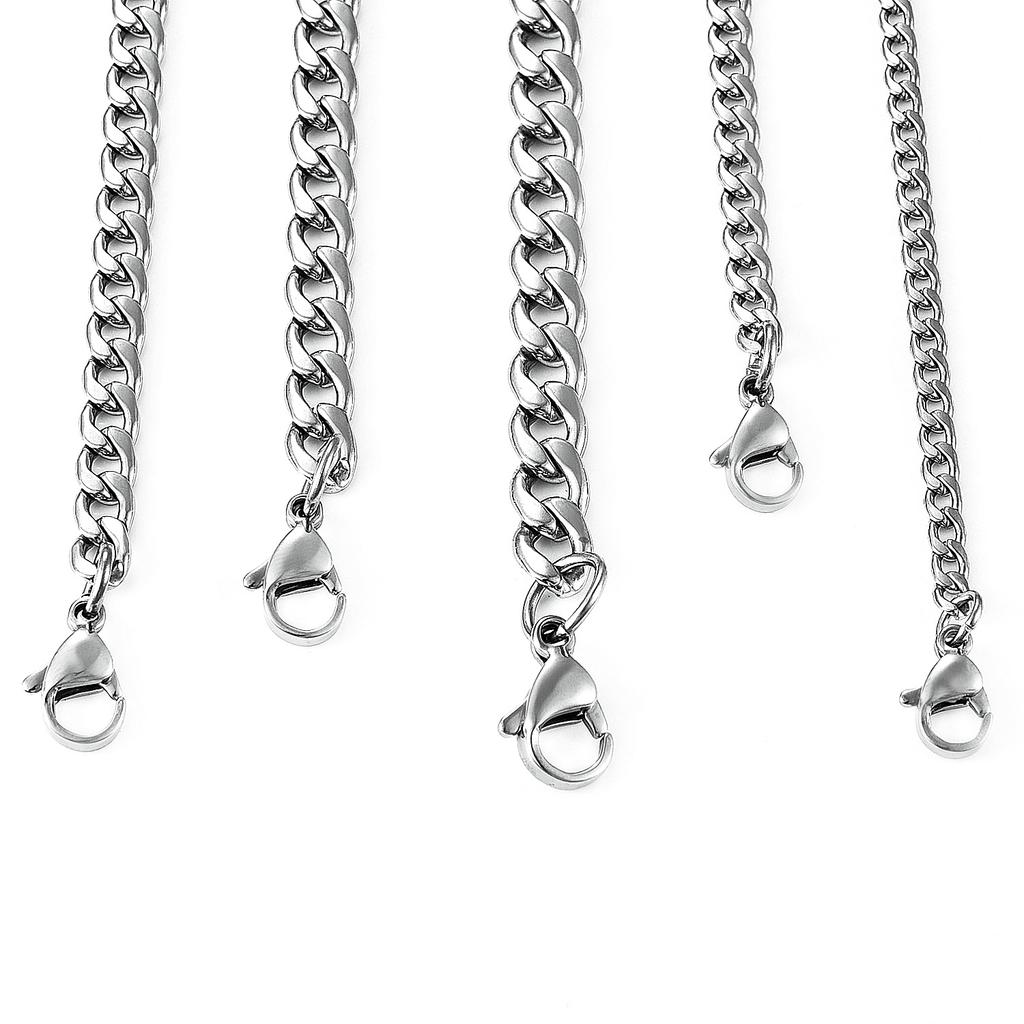 Men's Necklace Round Cuban Link Neck Chain Stainless Steel for Women Men Copper Color Punk Boy Choker Metal Jewelry Accessories