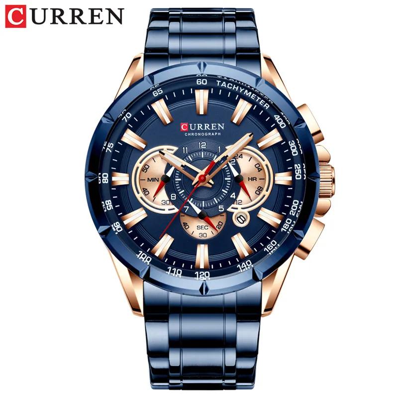 CURREN Mode Homme Montre-Bracelet Étanche Chronographe Montre Homme Militaire Marque Supérieure Luxe Acier Inoxydable Sportive Horloge Mâle 8363