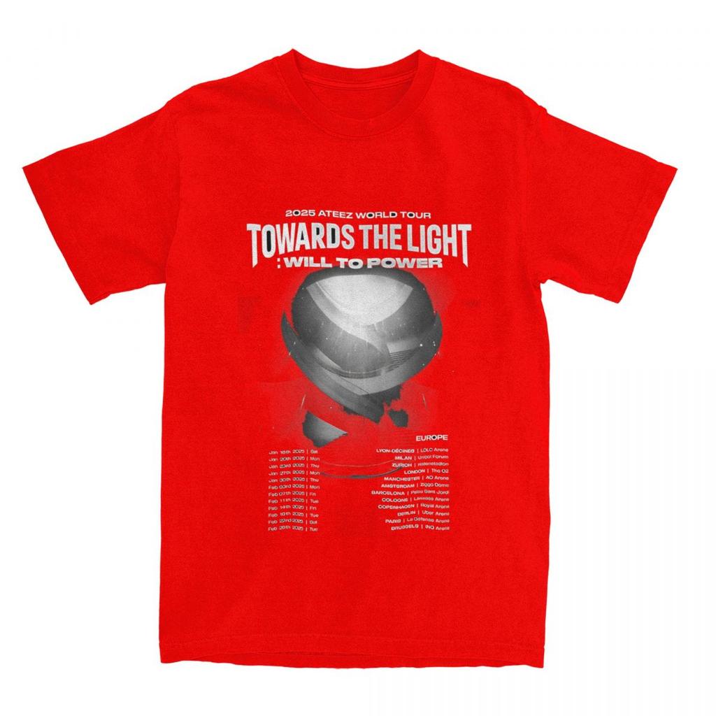 Korean Kpop 2025 Ateez World Tour Towards The Light: Will To Power T Shirts Short Sleeve 100% Cotton Crew Neck 5XL 6XL Top Tees