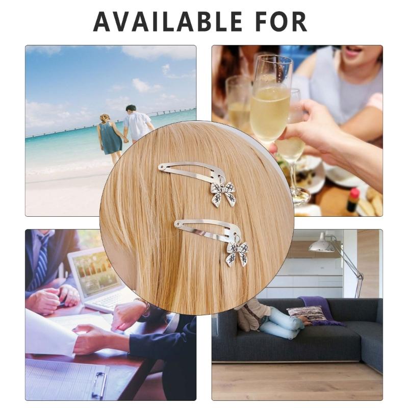 Metallic Bowknot Pendant Hair Clip Elegant Hairpin Duckbill Clip Side Barrettes for Women Side Bangs Hair Styling Clip
