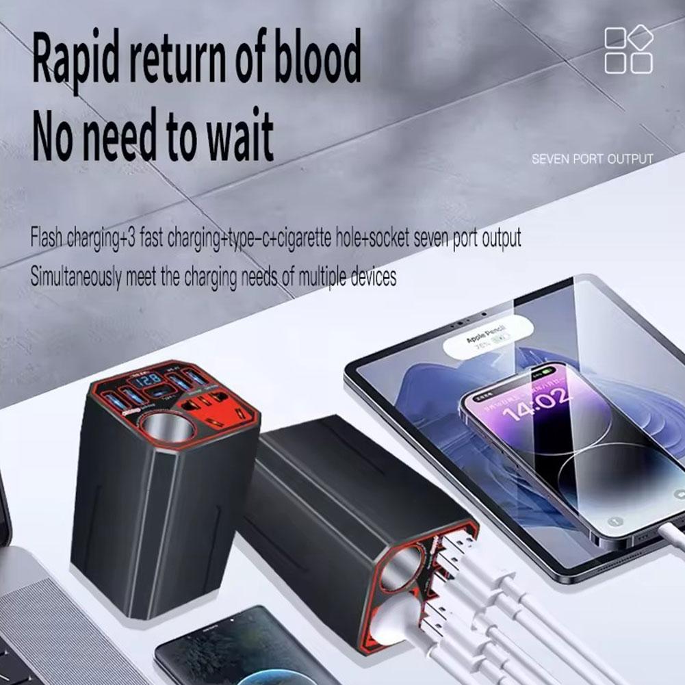 Car Power Inverter 12V / 24V to 220V Multi-Functional Power Converter LED Display Multi-Functional Car Socket Fast Charger