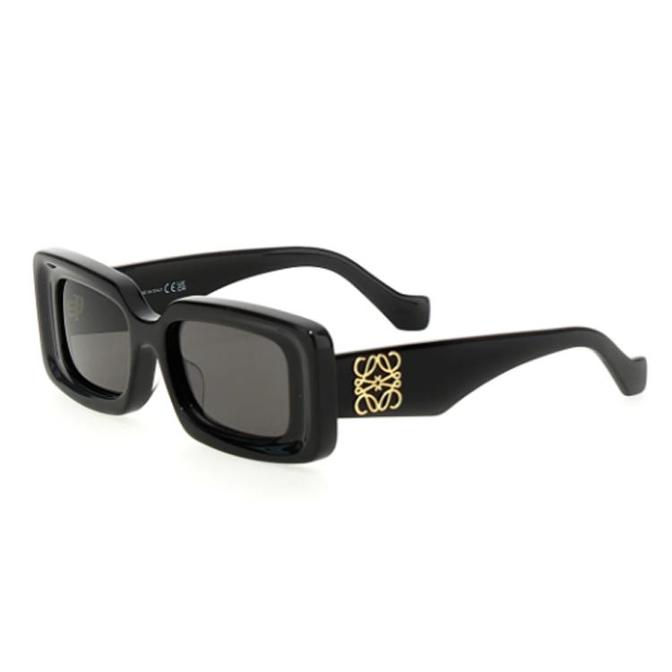 

Loewe Solid Color Design Rectangular Sunglasses Unisex sunglasses Black LW40102F-01A 52,Black