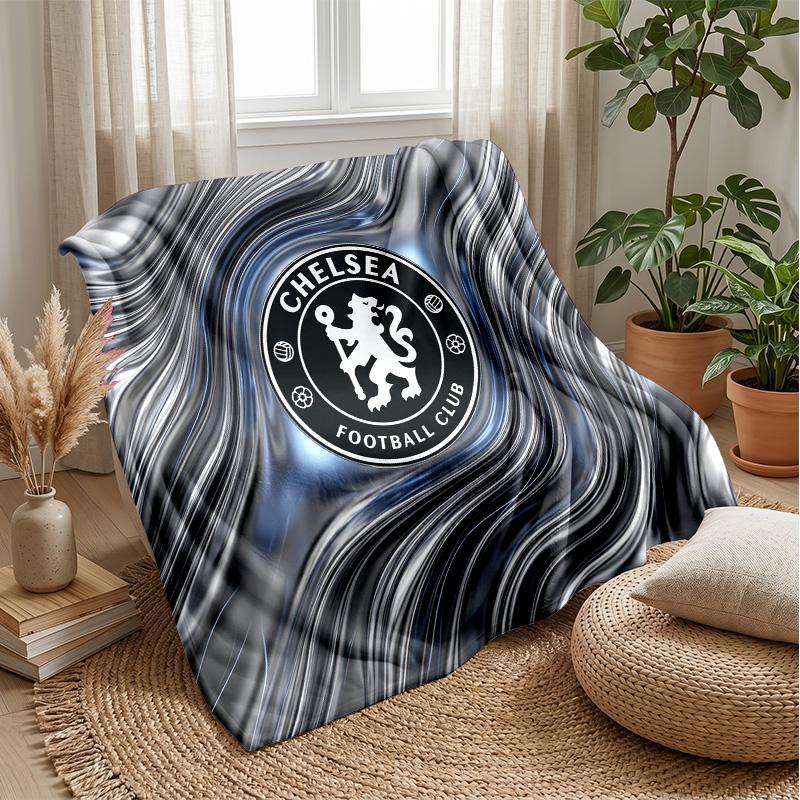 Chelsea FC Theme Blanket Soft Flannel Blanket Plush Throw Blanket Cozy Sofa Bed Blanket for Home Decor